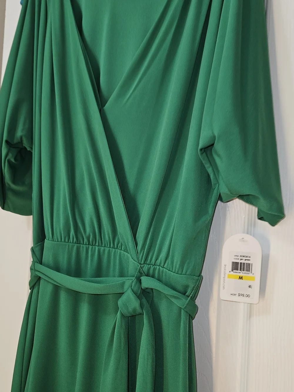 Jessica Simpson Emerald Green Wrap V-Neck Above Knee Dress 3/4 Sleeve M